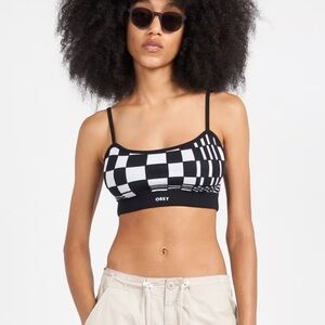 NWT  OBEY LILLIAN CROPPED TANK // BLACK MULTI